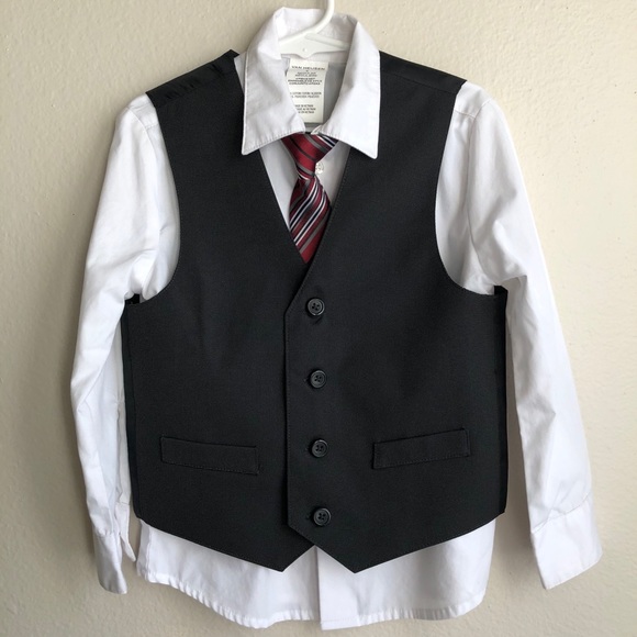 Formal ringbearer BOYS 4 Piece Suit Set Dark Gray LS Sz 5 - Picture 3 of 9